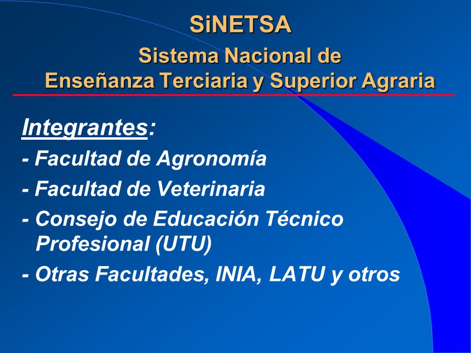 SiNETSA Sistema Nacional de Enseñanza Terciaria y Superior Agraria