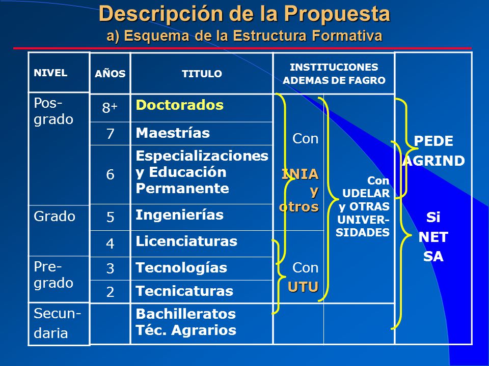 Descripción de la Propuesta a) Esquema de la Estructura Formativa