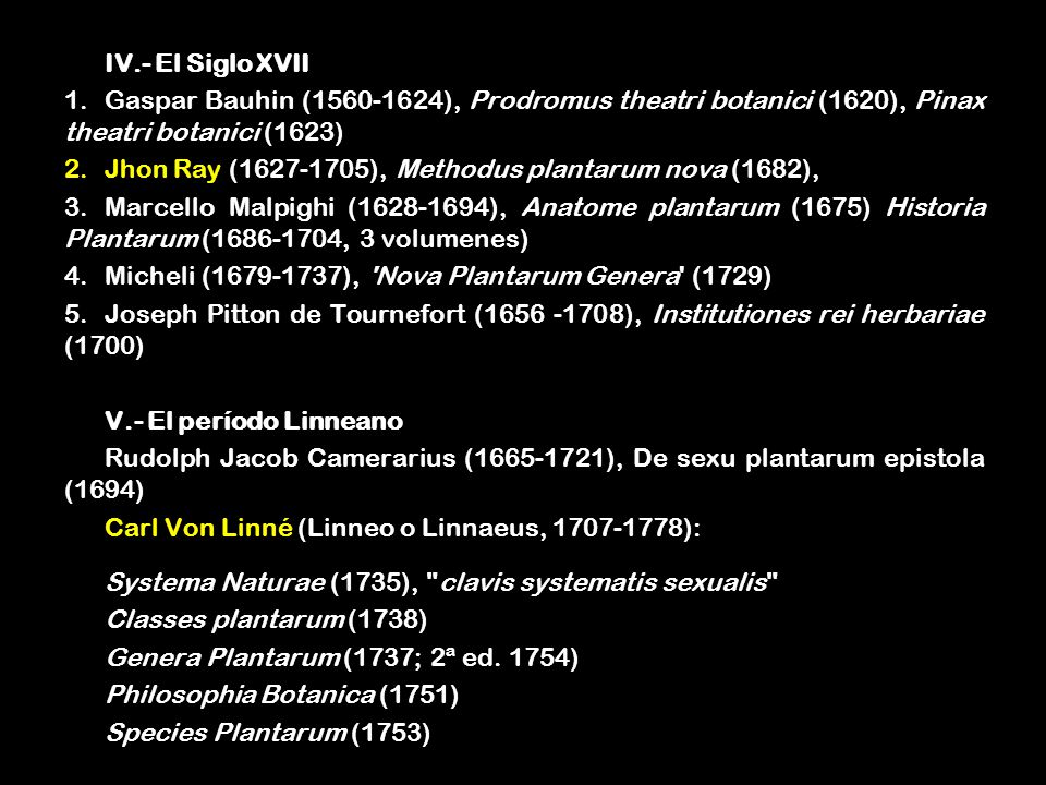 IV.- El Siglo XVII Gaspar Bauhin ( ), Prodromus theatri botanici (1620), Pinax theatri botanici (1623)