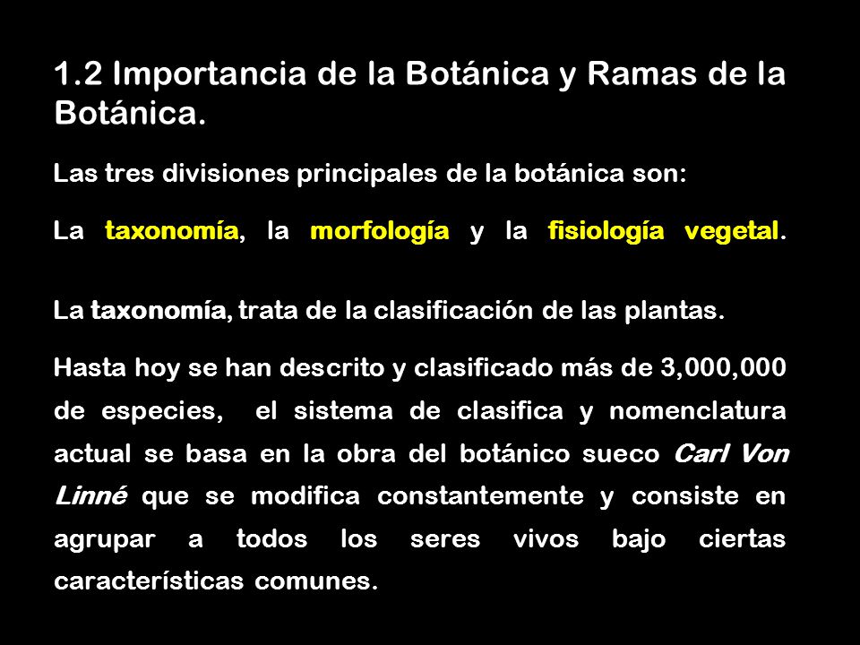 1.2 Importancia de la Botánica y Ramas de la Botánica.