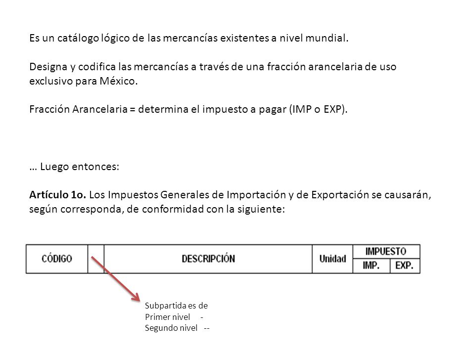 Es un catálogo lógico de las mercancías existentes a nivel mundial.