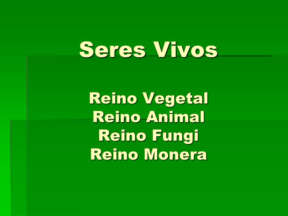 Seres Vivos Reino Vegetal Reino Animal Reino Fungi Reino Monera