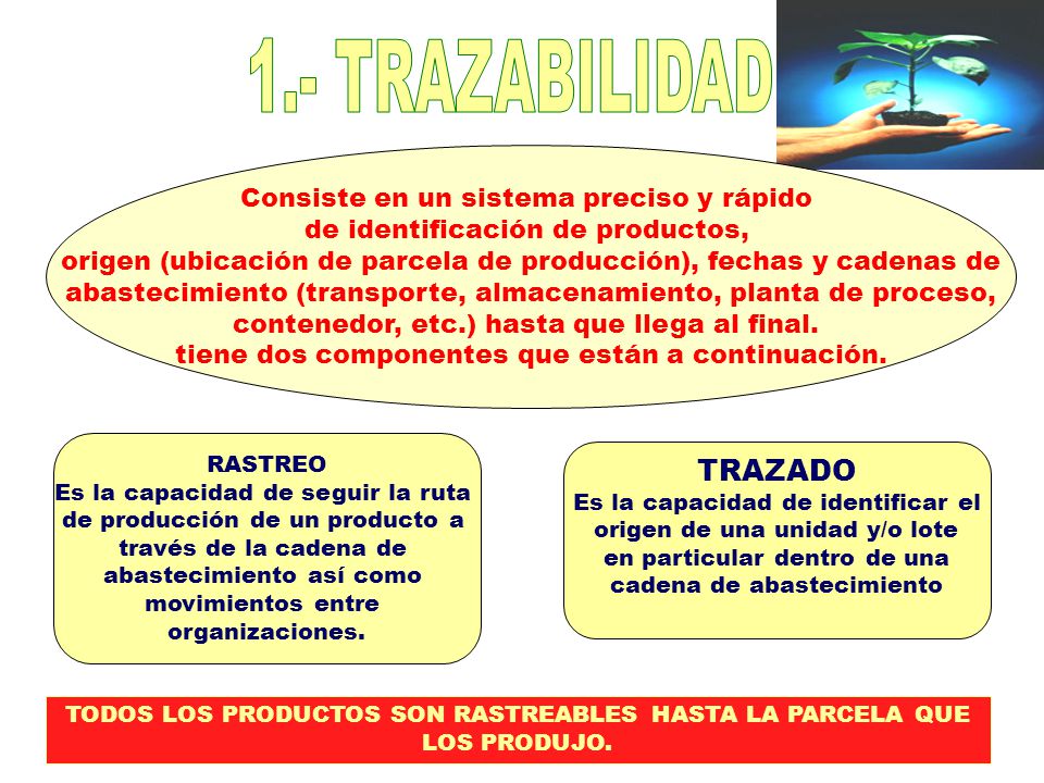 1.- TRAZABILIDAD TRAZADO Consiste en un sistema preciso y rápido