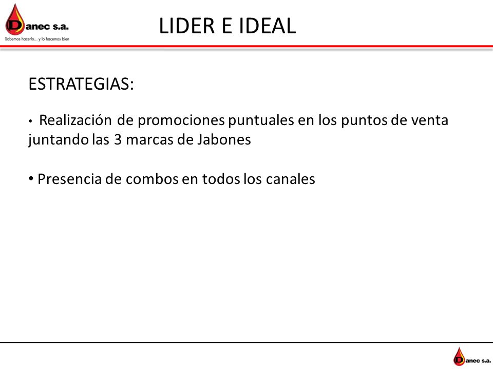 LIDER E IDEAL ESTRATEGIAS: Presencia de combos en todos los canales