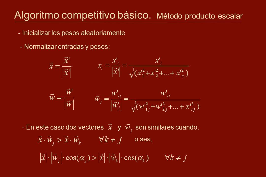 Algoritmo competitivo básico. Método producto escalar