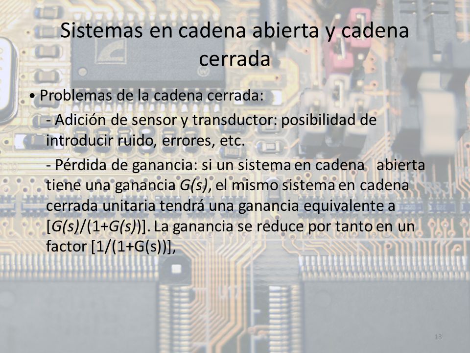 Sistemas en cadena abierta y cadena cerrada