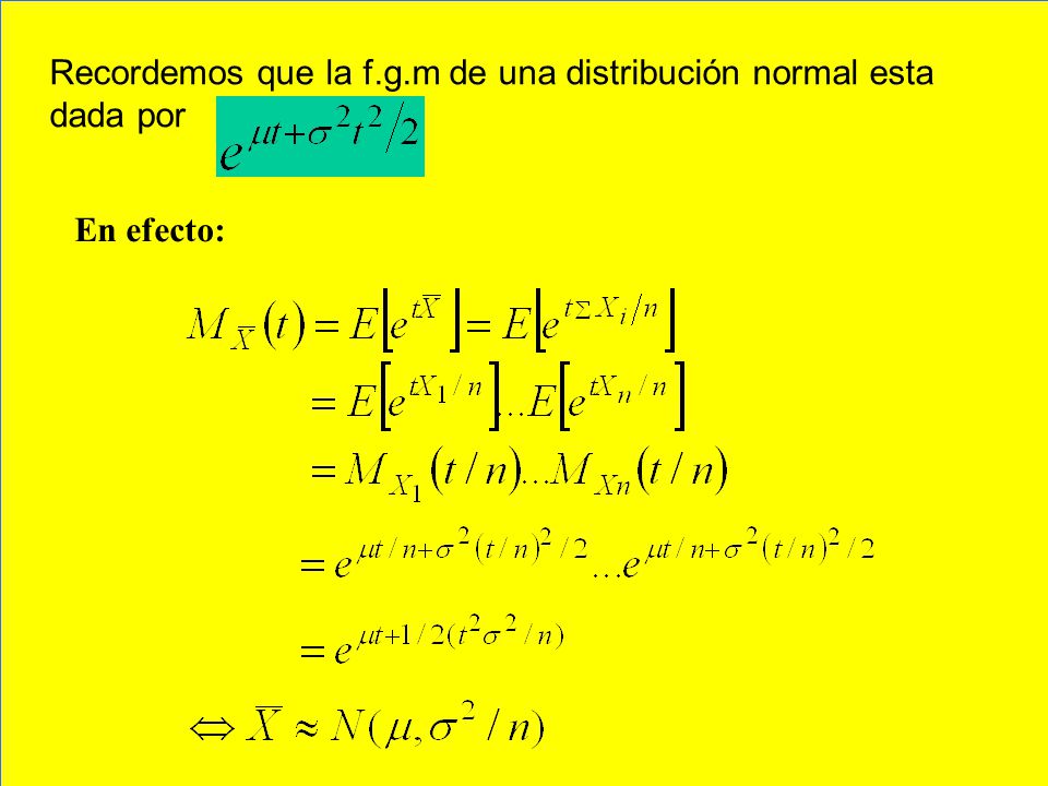 Recordemos que la f.g.m de una distribución normal esta dada por