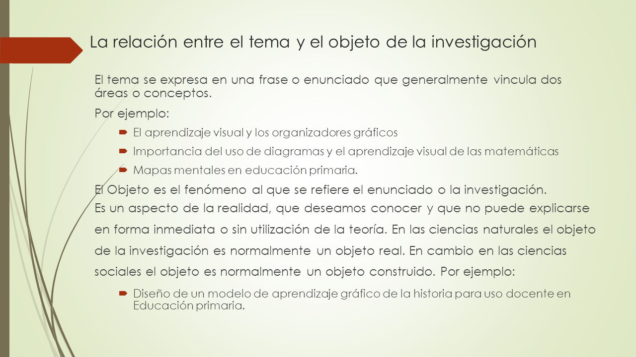 La relación entre el tema y el objeto de la investigación
