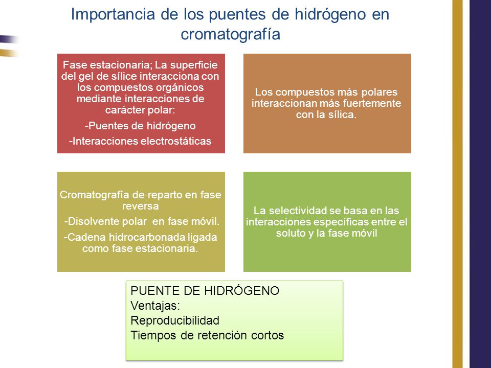 Importancia de los puentes de hidrógeno en cromatografía