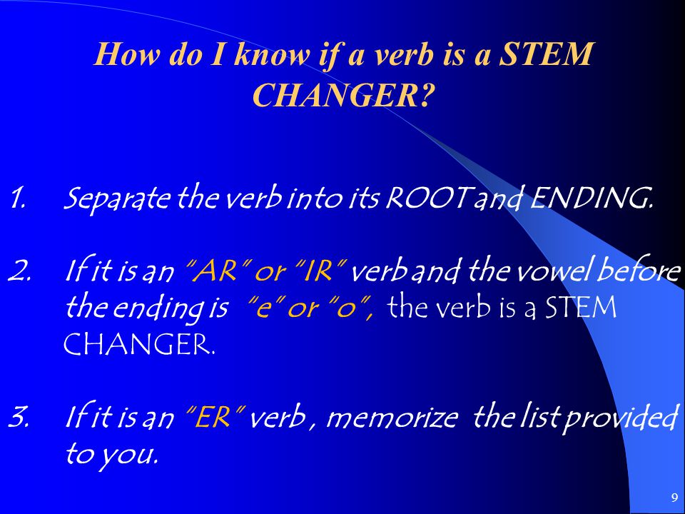 How do I know if a verb is a STEM CHANGER
