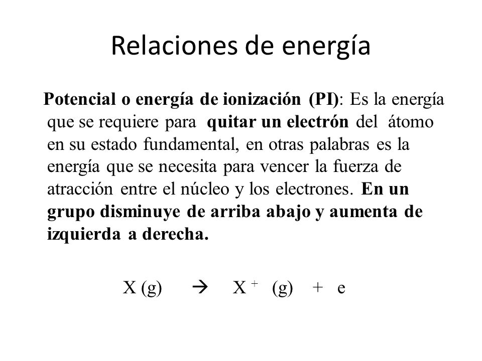 Relaciones de energía