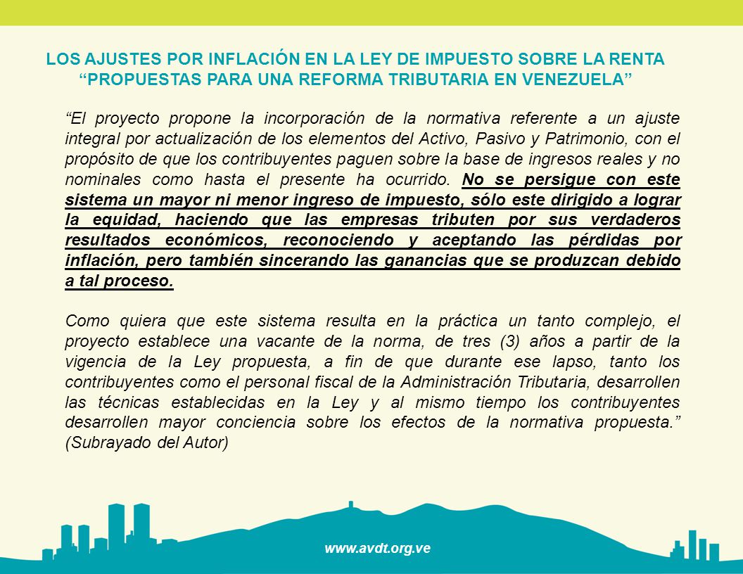 LOS AJUSTES POR INFLACIÓN EN LA LEY DE IMPUESTO SOBRE LA RENTA