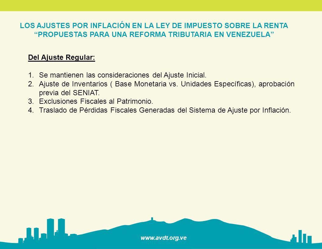 LOS AJUSTES POR INFLACIÓN EN LA LEY DE IMPUESTO SOBRE LA RENTA