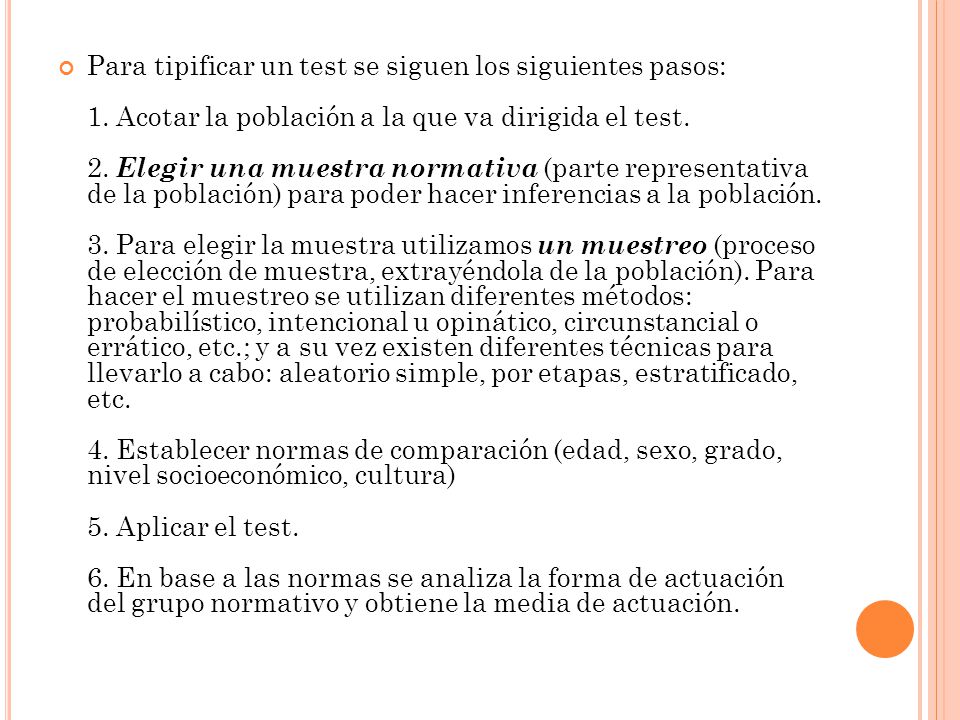 Para tipificar un test se siguen los siguientes pasos: 1