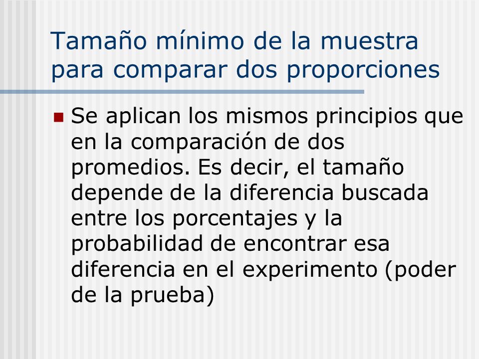 Tamaño mínimo de la muestra para comparar dos proporciones