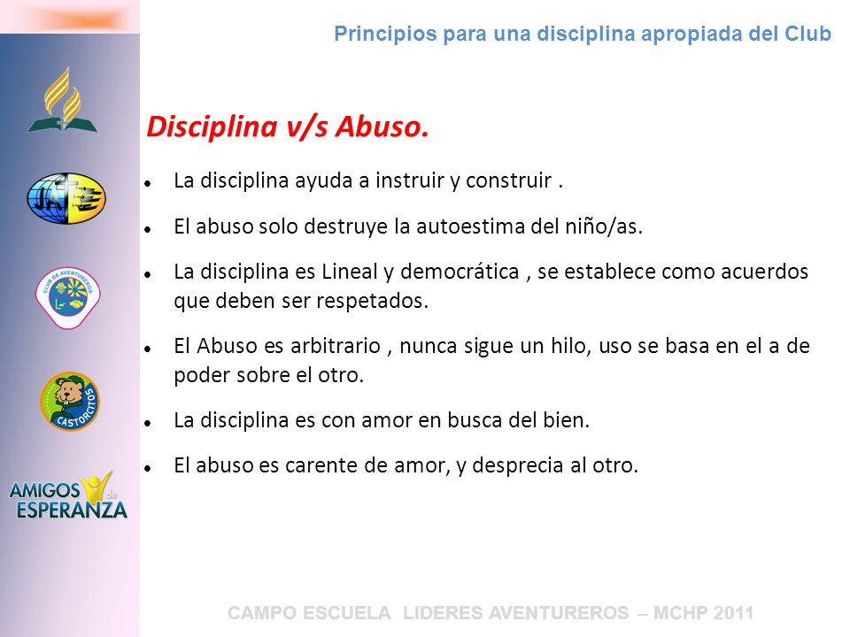 Disciplina v/s Abuso. La disciplina ayuda a instruir y construir .