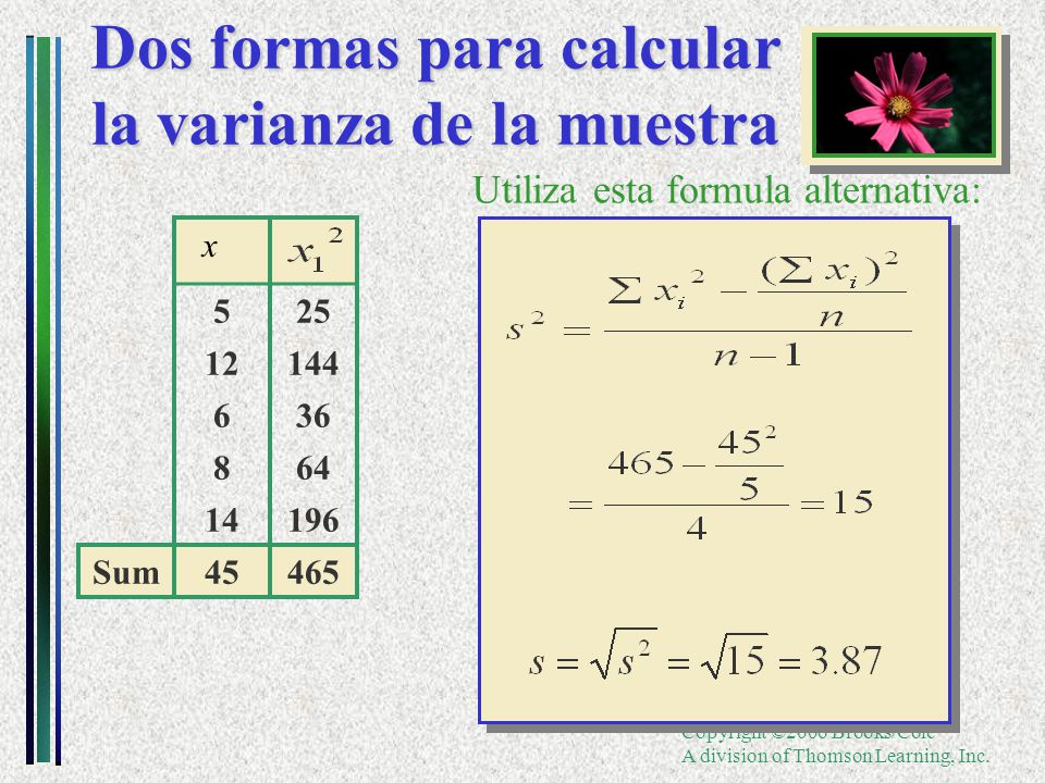 Dos formas para calcular la varianza de la muestra