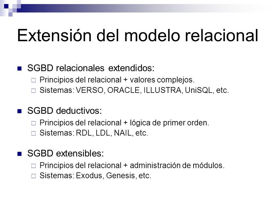 Extensión del modelo relacional
