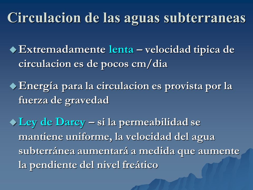 Circulacion de las aguas subterraneas