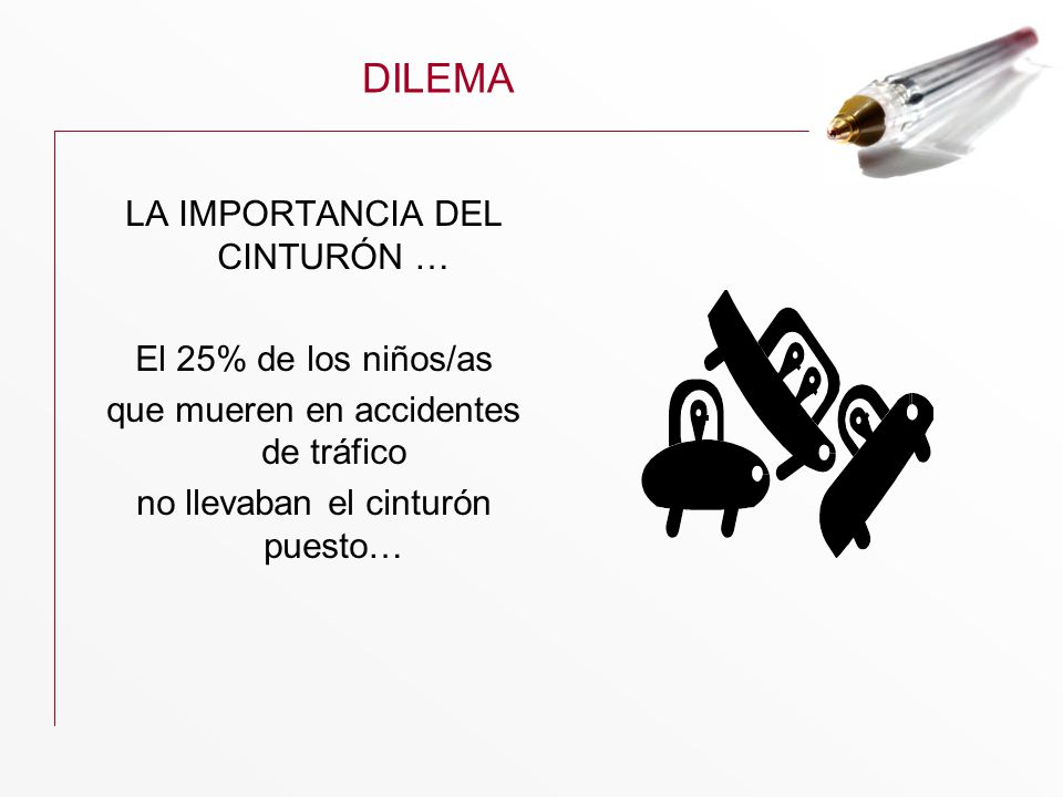 DILEMA LA IMPORTANCIA DEL CINTURÓN … El 25% de los niños/as