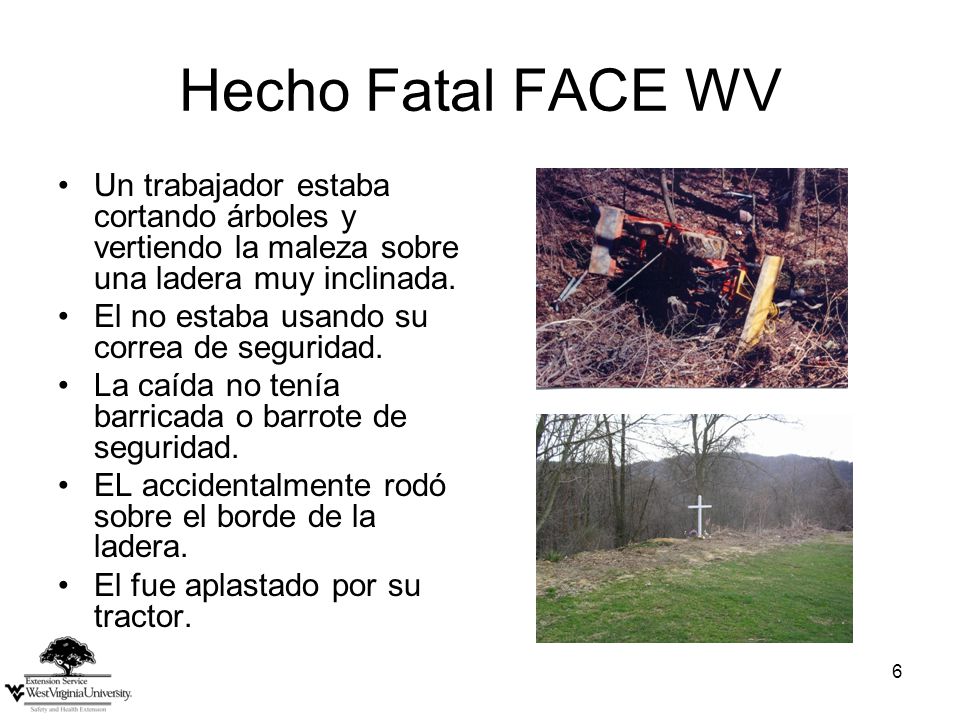 Hecho Fatal FACE WV Un trabajador estaba cortando árboles y vertiendo la maleza sobre una ladera muy inclinada.