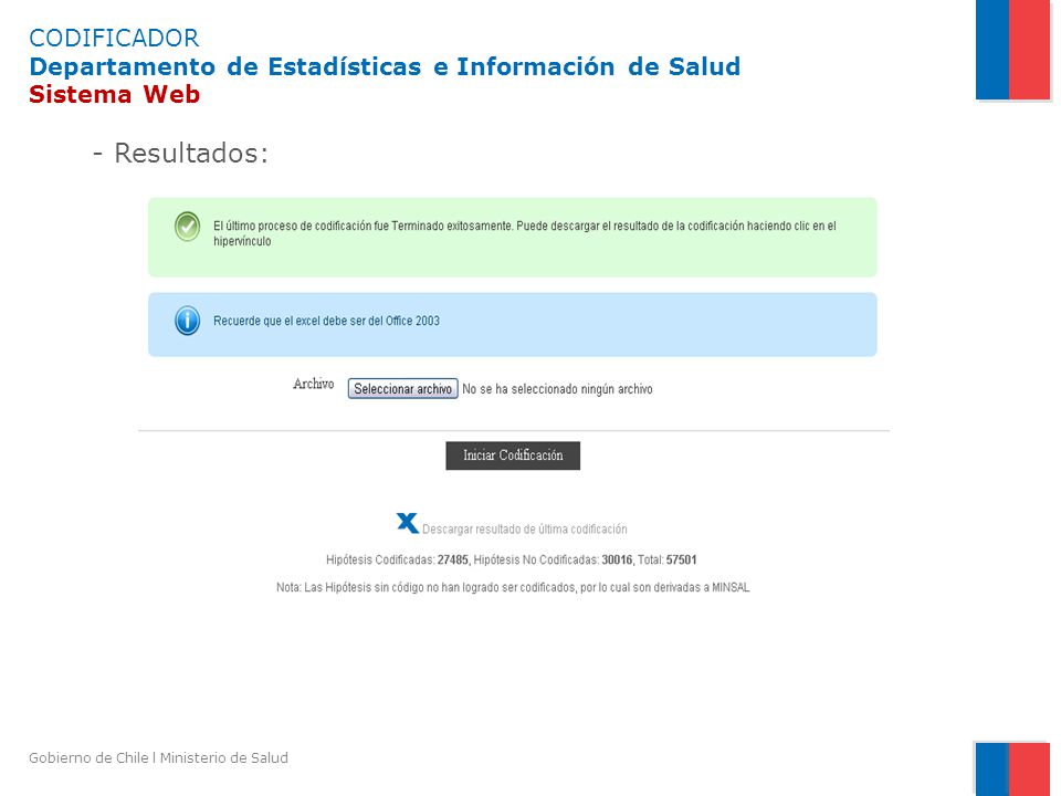 CODIFICADOR Departamento de Estadísticas e Información de Salud Sistema Web
