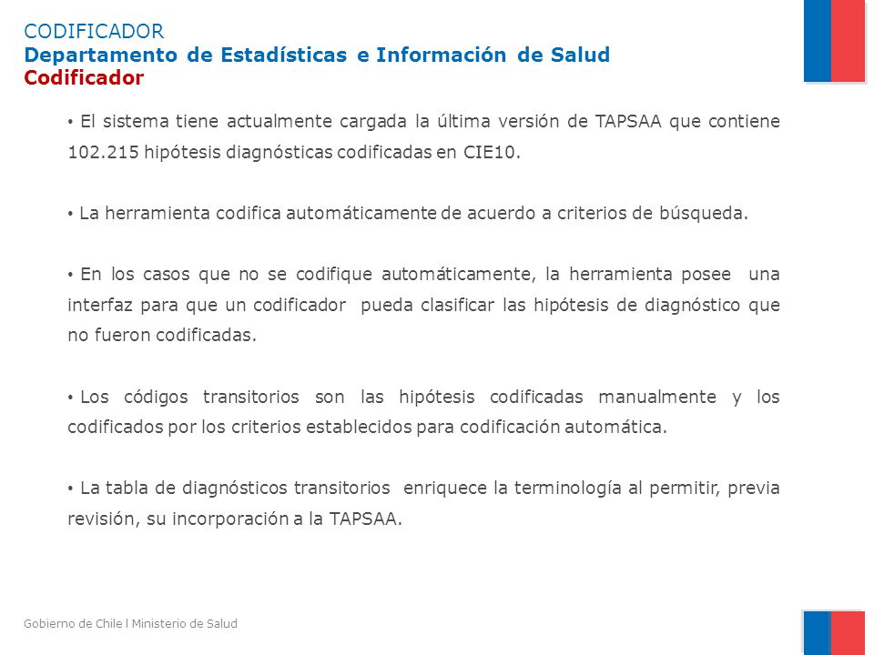 CODIFICADOR Departamento de Estadísticas e Información de Salud Codificador