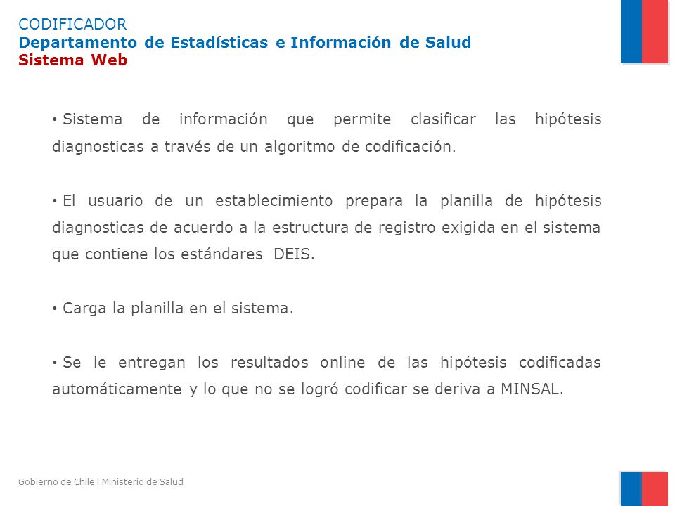 CODIFICADOR Departamento de Estadísticas e Información de Salud Sistema Web