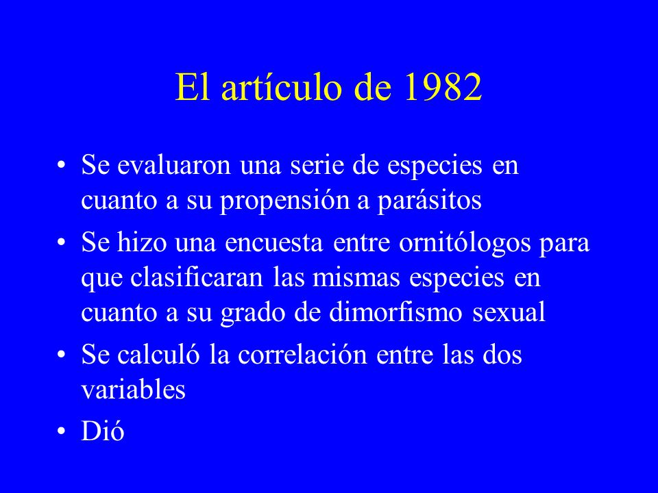 El artículo de 1982 Se evaluaron una serie de especies en cuanto a su propensión a parásitos.