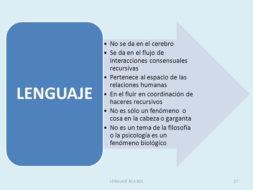LENGUAJE BCA NZS LENGUAJE No se da en el cerebro