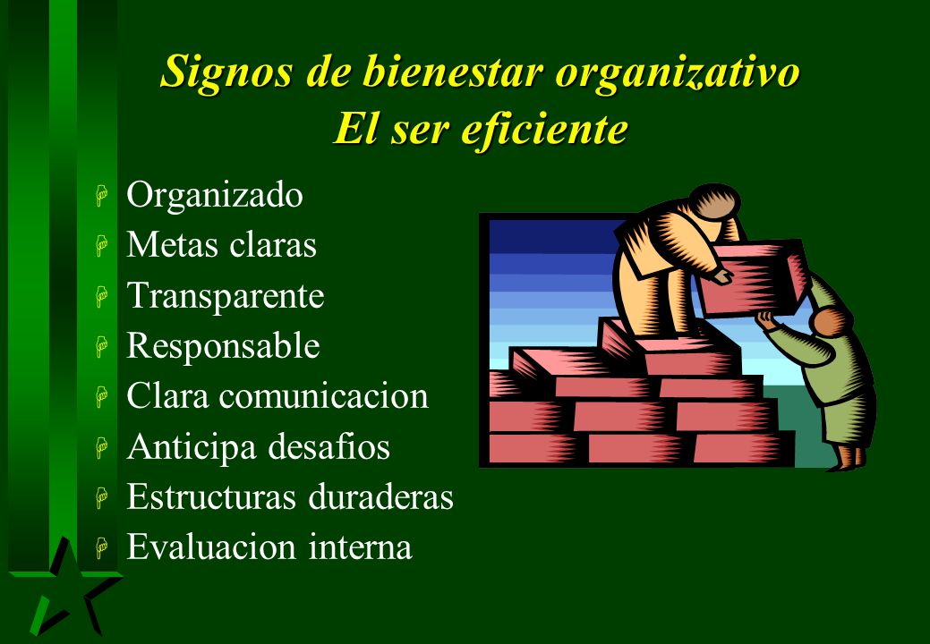 Signos de bienestar organizativo El ser eficiente