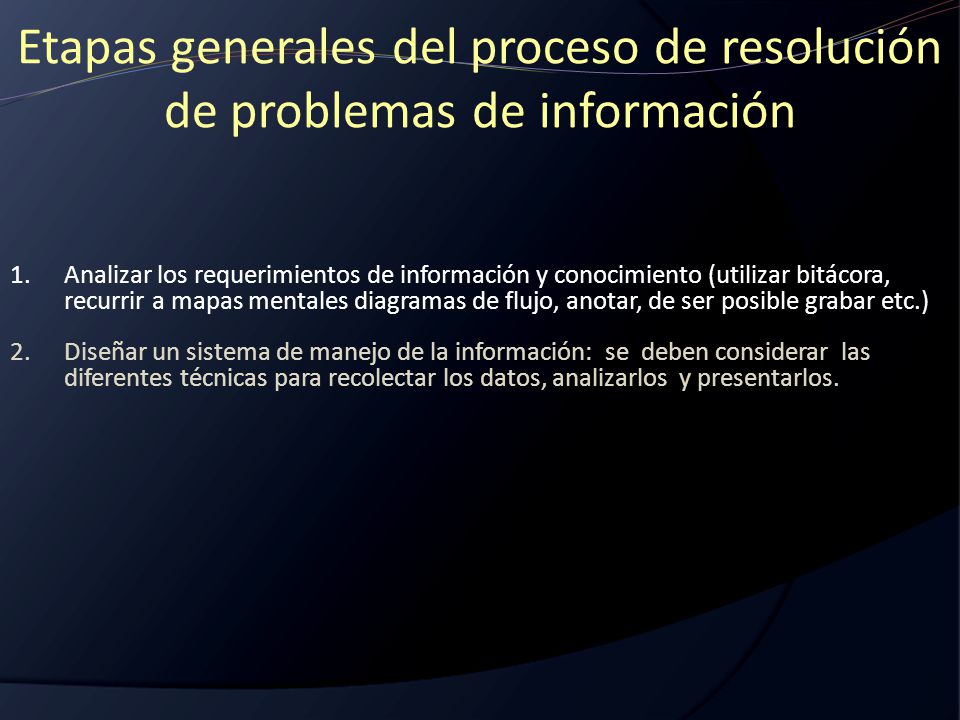 Etapas generales del proceso de resolución de problemas de información
