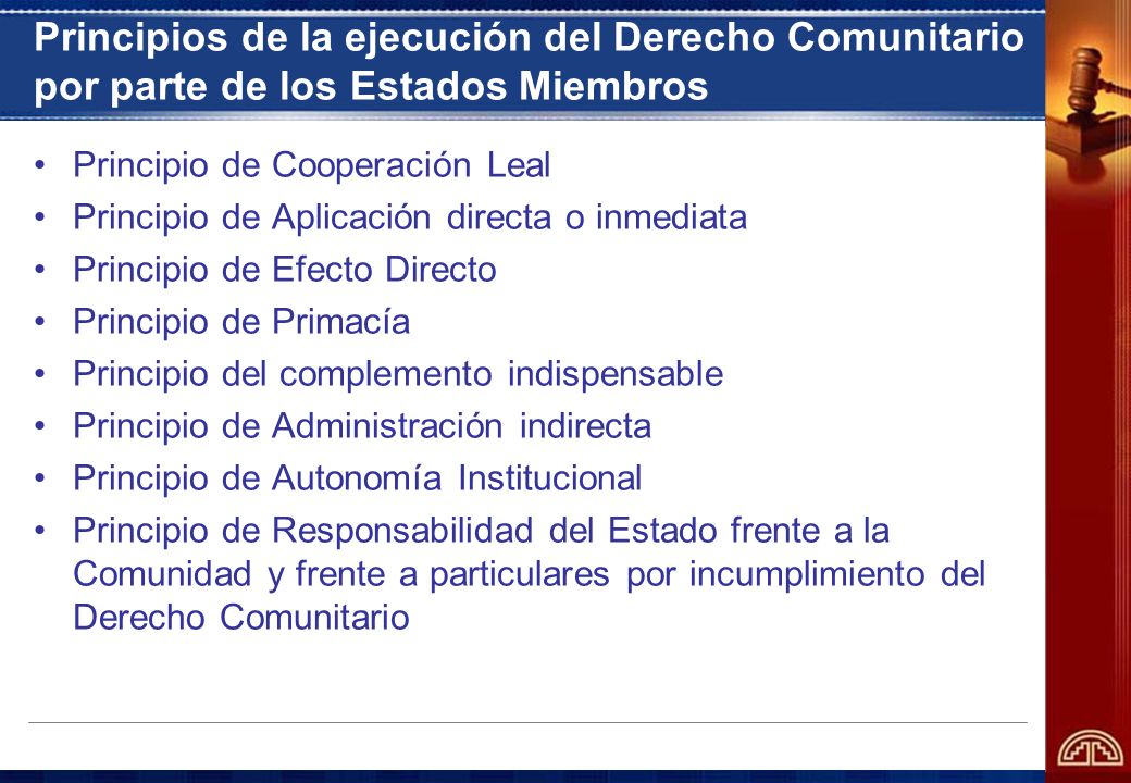 Principios de la ejecución del Derecho Comunitario por parte de los Estados Miembros