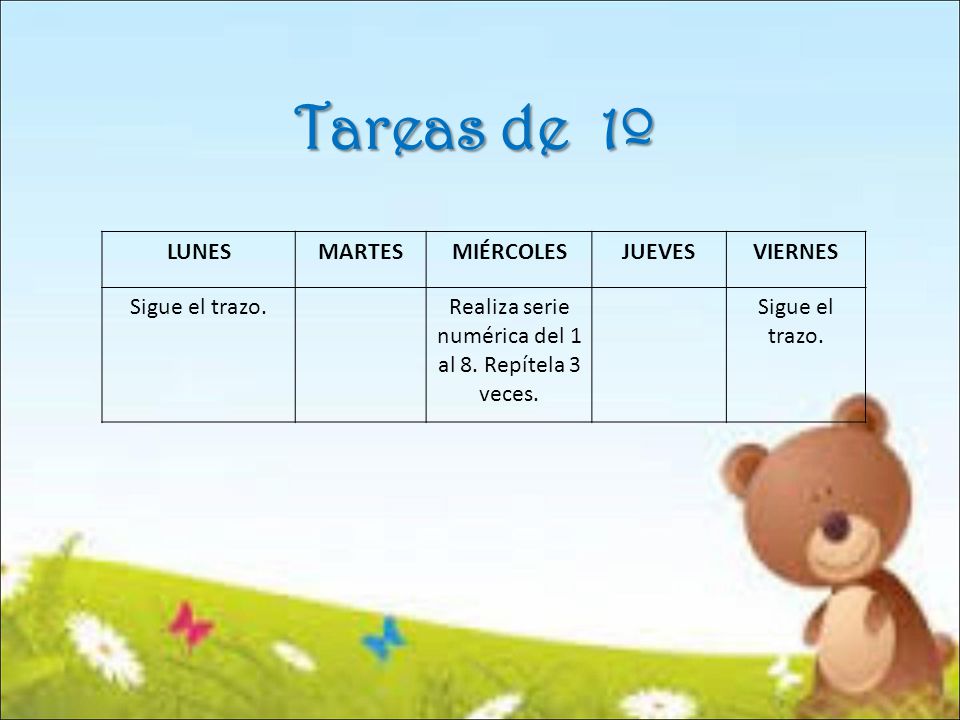 Realiza serie numérica del 1 al 8. Repítela 3 veces.
