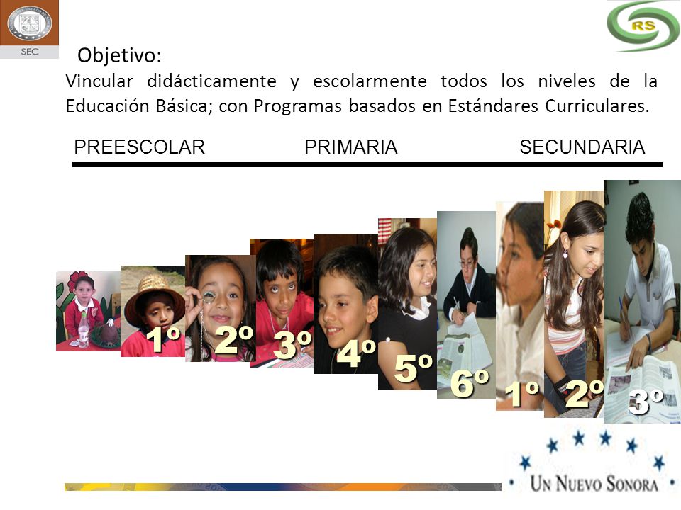 Objetivo: Vincular didácticamente y escolarmente todos los niveles de la Educación Básica; con Programas basados en Estándares Curriculares.