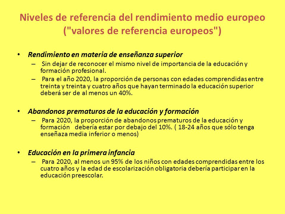 Niveles de referencia del rendimiento medio europeo ( valores de referencia europeos )