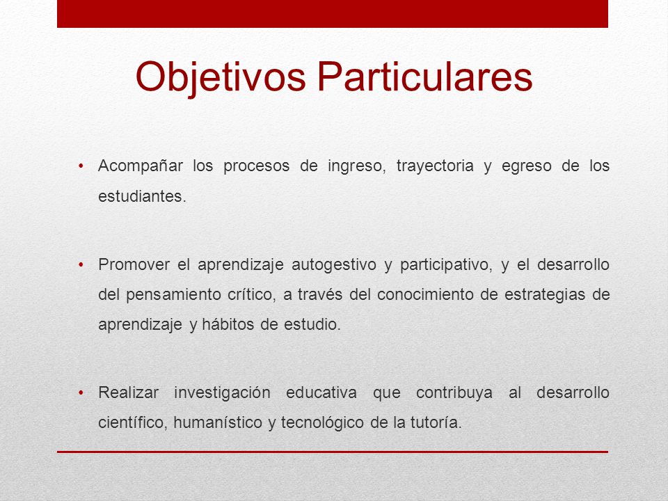 Objetivos Particulares