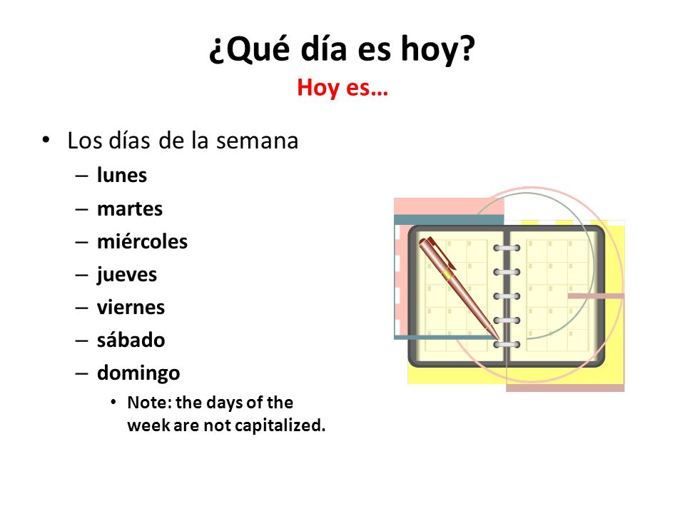 ¿Qué día es hoy Hoy es… Los días de la semana lunes martes miércoles