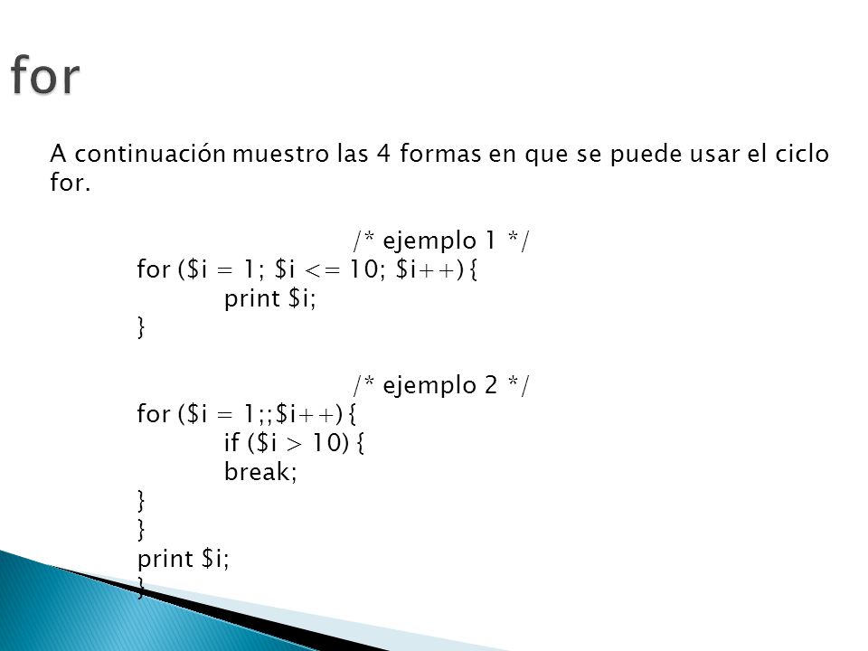 Resultado de imagen para for ejemplo