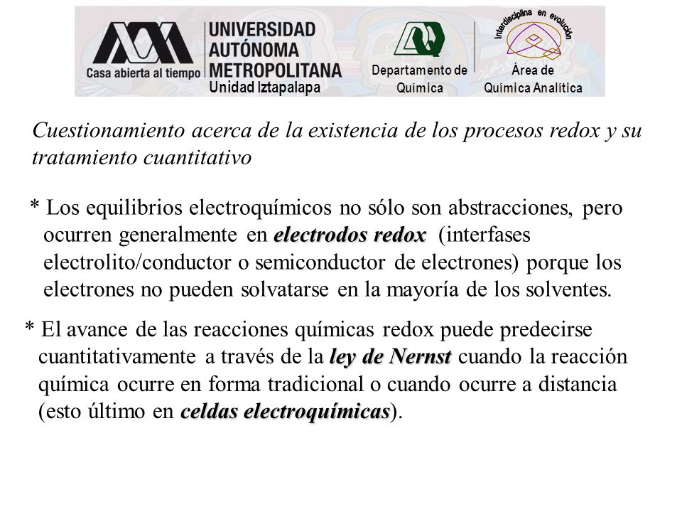 Cuestionamiento acerca de la existencia de los procesos redox y su tratamiento cuantitativo