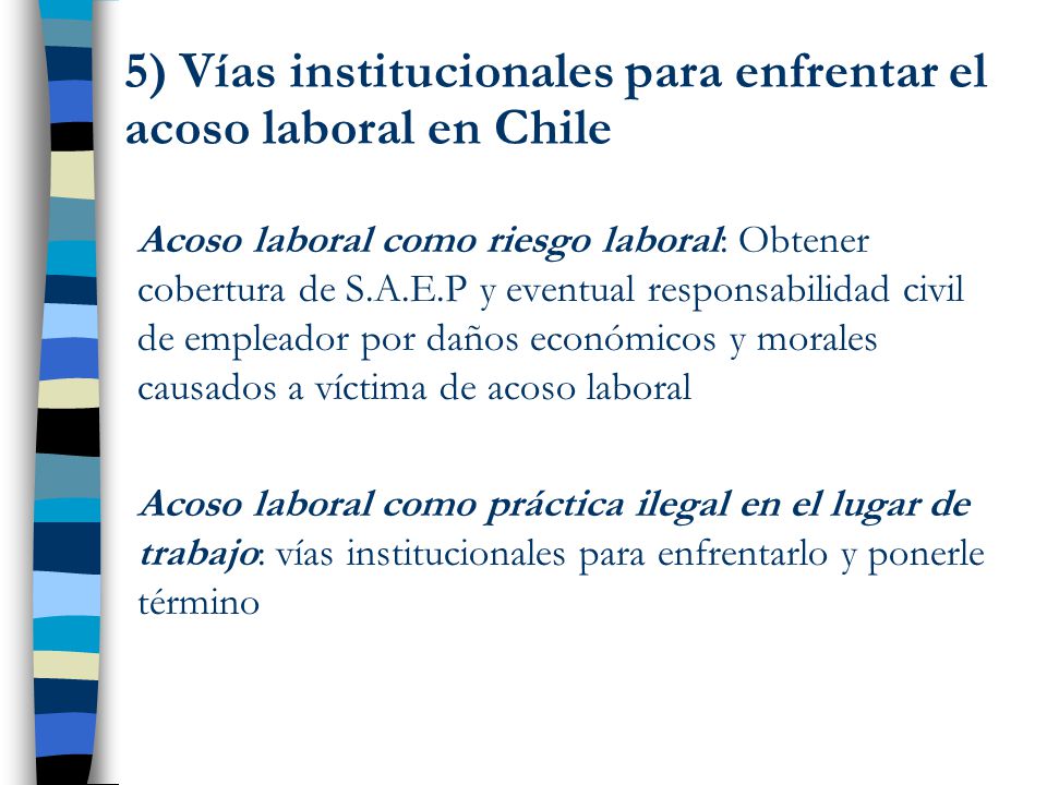 5) Vías institucionales para enfrentar el acoso laboral en Chile