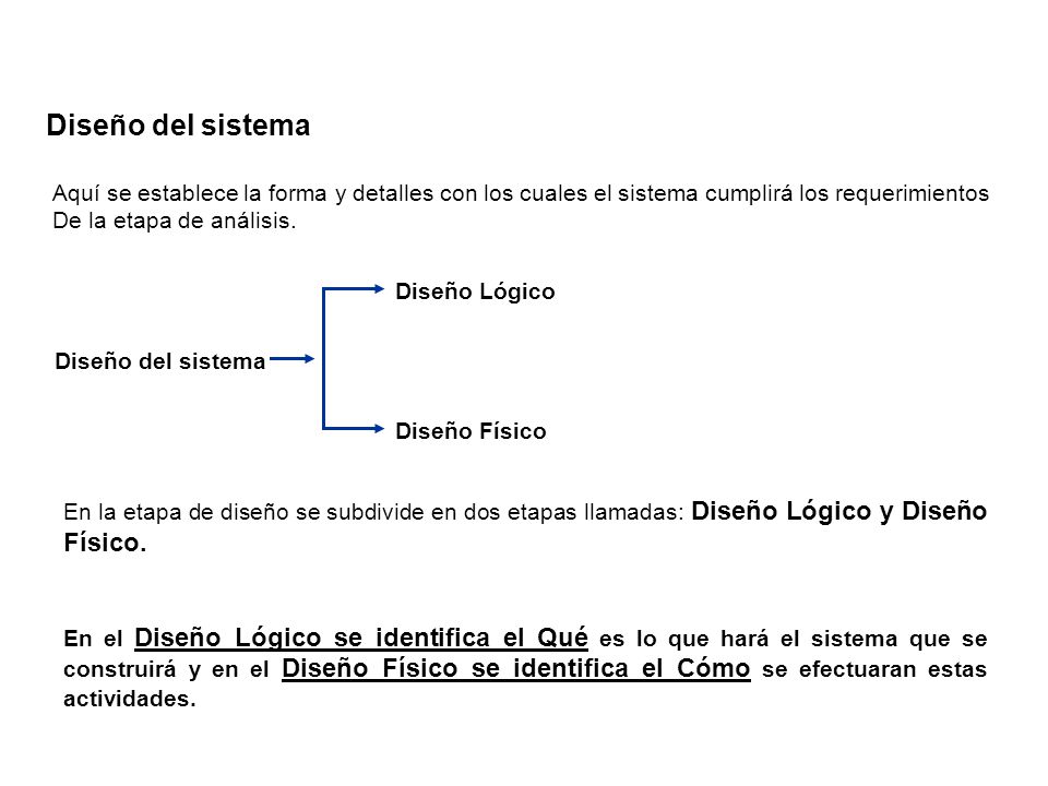 Diseño del sistema Aquí se establece la forma y detalles con los cuales el sistema cumplirá los requerimientos.