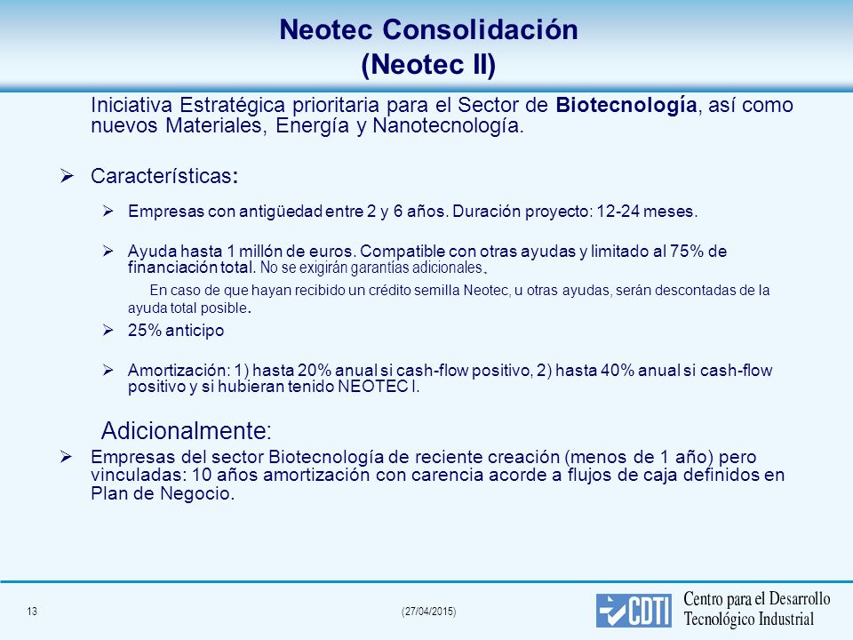 Neotec Consolidación (Neotec II)