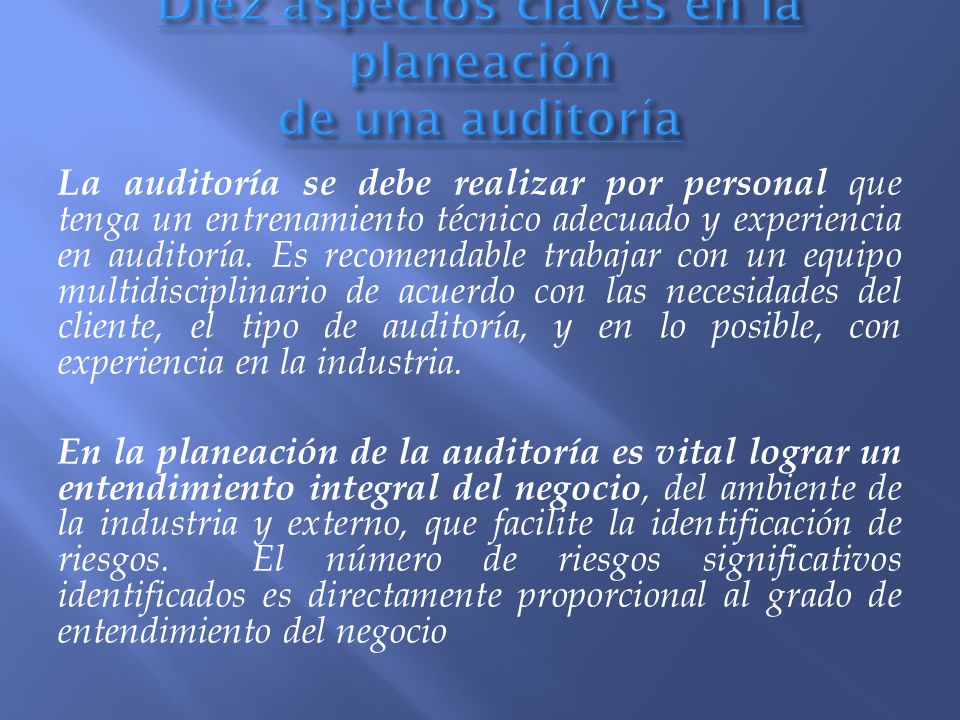 Diez aspectos claves en la planeación de una auditoría