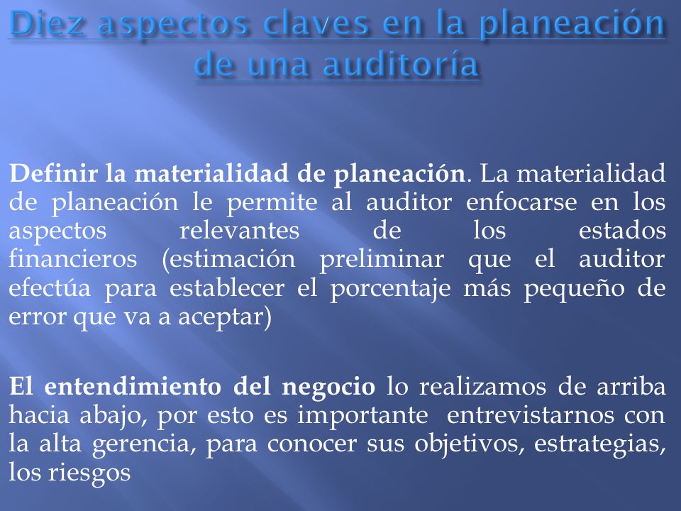 Diez aspectos claves en la planeación de una auditoría