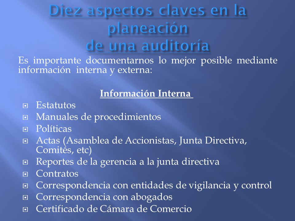 Diez aspectos claves en la planeación de una auditoría
