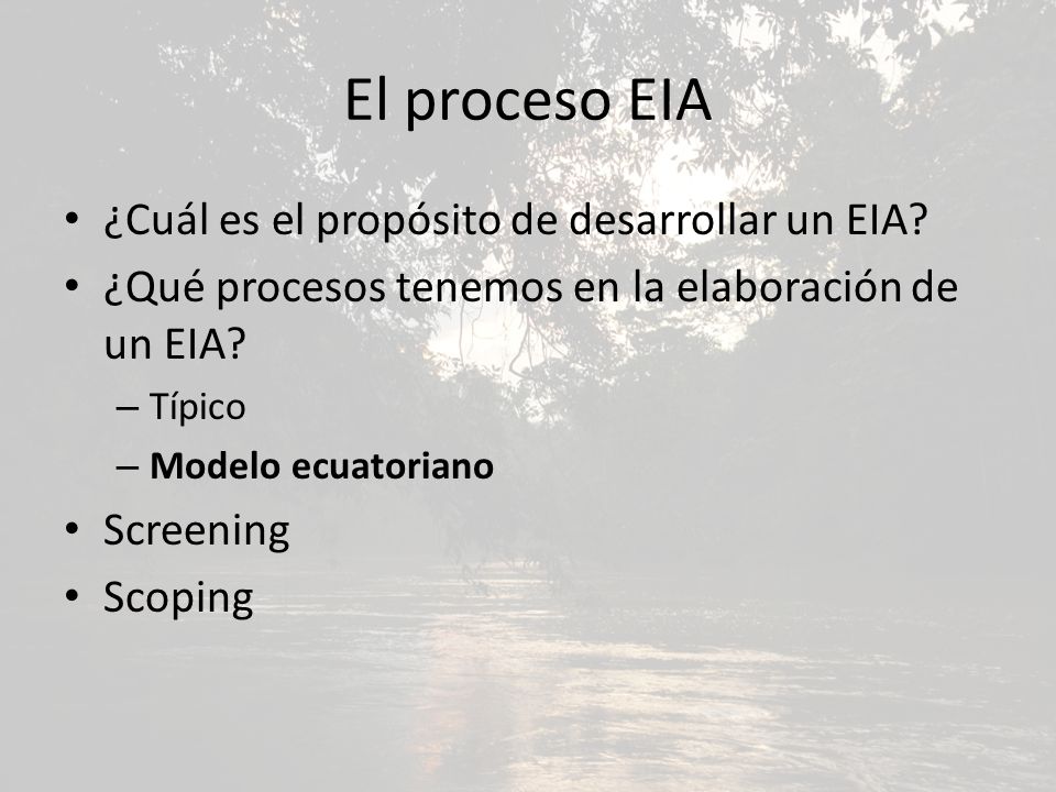 El proceso EIA ¿Cuál es el propósito de desarrollar un EIA