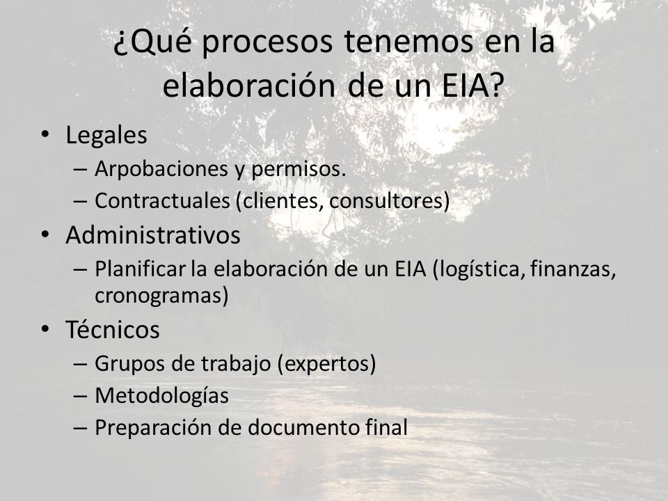 ¿Qué procesos tenemos en la elaboración de un EIA