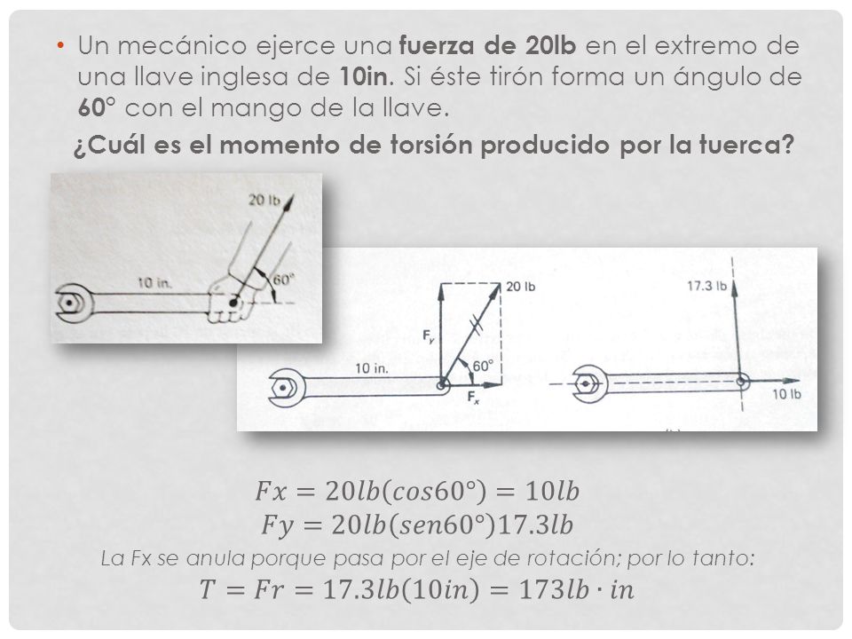 ¿Cuál es el momento de torsión producido por la tuerca