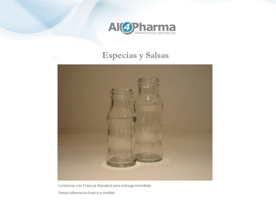 Especias y Salsas Contamos con Frascos Standard para entrega inmediata